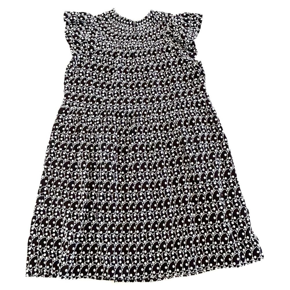 Loft Dress Women's Sheath Short Sleeve Black/White Textured Midi Size Medium